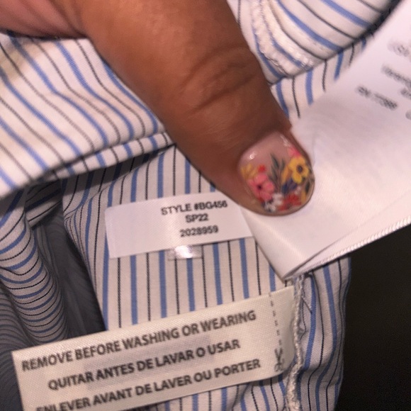 J. Crew dress - 100% cotton smocked top peasant style midi length white striped - Picture 9 of 11